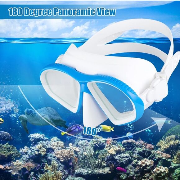 Snorkel Blue Dry Kids 1 Tempered Glass Scuba Diving Mask Toy Swim Goggle Youth O - Picture 2 of 8